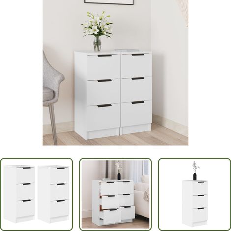 Armoire - Buffets 2 pcs blanc 30x30x70 cm bois d'ingénierie (1/5)