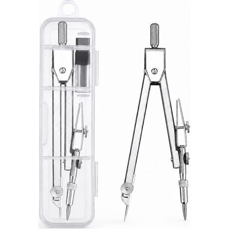 Compas a Vis, Outil Dessin Métal Précision, Coffret Contenant Des Mines et un Étui en Plastique Pratique, Convient pour l'École et l'Industrie (1/5)