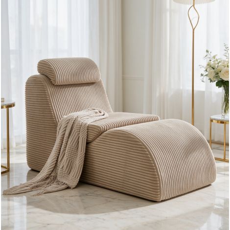 Grand fauteuil relax inclinable en velours, accoudoirs moelleux, mousse HR compressée, coussin amovible, poche, 200kg, 160x66x79cm (1/5)