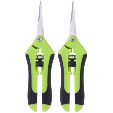 Ensemble de ciseaux de jardinage (2 pièces), ciseaux de jardinage manuels professionnels en acier inoxydable (vert) (1/4)