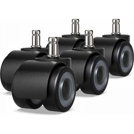 Office Chair Casters 5 Pack - 11 x 22mm - Double Wheel Design - No Scratching Floor - Diameter: 50mm (1/5)
