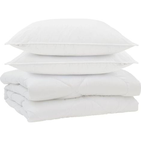 Ensemble couette et oreiller en duvet, ensemble 3 pièces, microfibre blanche. (1/5)