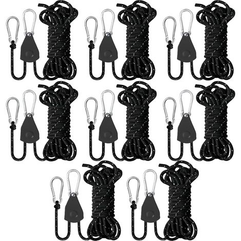 Corde de tension réfléchissante, corde à cliquet réglable, corde d'escalade, convient pour le camping, les tentes, 8 pièces