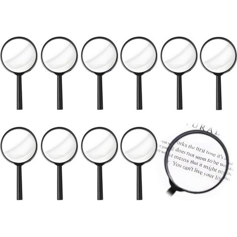 Loupe Enfant 10pcs, Mini Loupes 6cm Diamètre, Loupe pour Lire Plastique pour Découvrir Insectes Plantes Nature, Aides Pédagogiques Idéal pour Jeux de Détective Fêtes d'enfants Jeux de Plein Air (1/5)