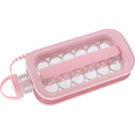 Moule à Boules de Glace Portable en Silicone Rose - Récipient à Glace Pliable pour Maison (1/5)