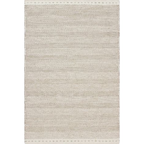 Tapis en laine beige tissé main à rayures texturées - 150 x 80 cm (1/3)
