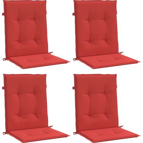 Cojín silla jardín respaldo bajo 4 uds tela Oxford rojo vidaXL