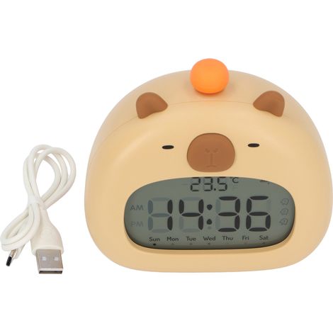Réveil Capybara avec Veilleuse, Fonction Snooze et Compte à Rebours, 800mAh Rechargeable, Design Mignon pour Enfants, ABS (1/5)