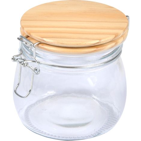 Glas mit Bambusdeckel, luftdicht, 0,7 L (1/4)
