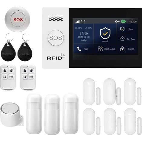 Sistema di allarme intelligente, connettività wireless, notifiche in tempo reale, kit WiFi 2G (1/2)
