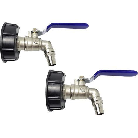 Raccord robinet en laiton chromé pour cuve IIBC 3/4" Double Robinet, PP Filetage Gros 60 Mm0L, 2PCS (1/5)