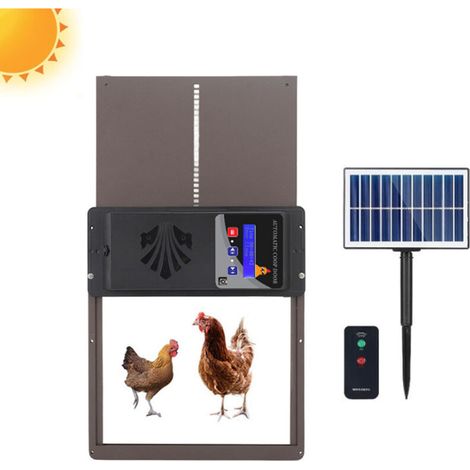 Automatic Solar-Powered Chicken Coop Door, Waterproof with Light Sensor and Timer, for Secure Chicken Farming at Home and on the Farm (1/5)