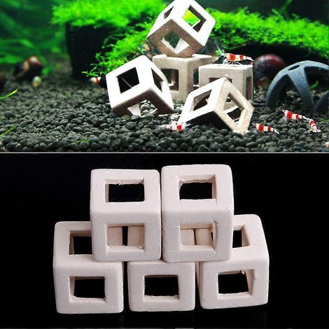 Décoration d'aquarium : abris en céramique pour crevettes, mini-aquarium cubique, grotte de reproduction (1/4)
