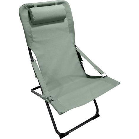 Sedia a Sdraio Pieghevole Rebecca Mobili Sindian 88x63x83 Poliestere Acciaio Verde Grigio Scuro