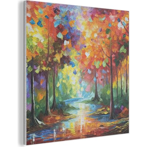 CUADRO ACÚSTICO Paisaje - Bosque - Colores - Naturaleza Cuadros Decoracion Salon Modernos 90x90 (1/5)