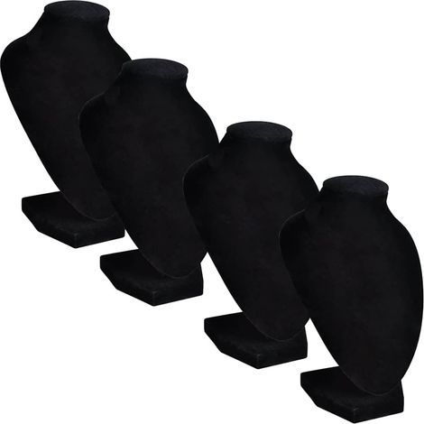 Expositor De Joyas En Forma De Busto Negro - 4Piezas - 9X8,5X15cm