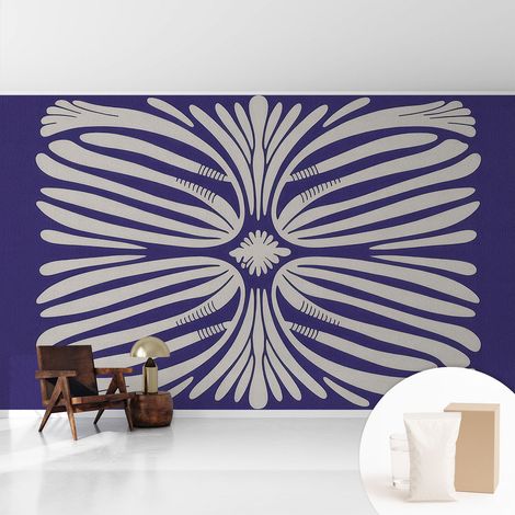 Newroom Tapete Dekorative Vliestapete mit Kleber Modern für Wohnzimmer Schlafzimmer Blumensymmetrie 416x254 cm (1/5)