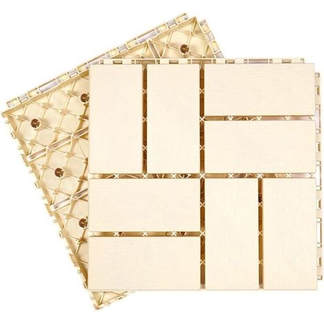Quadratische Holz-Kunststoff-Verbunddielen, Verbundfliesen mit Klicksystem, für Terrassen, Dächer, Gärten, Patios, selbstverlegendes Parkett (Weiß, 3030 cm, 1 Stück)