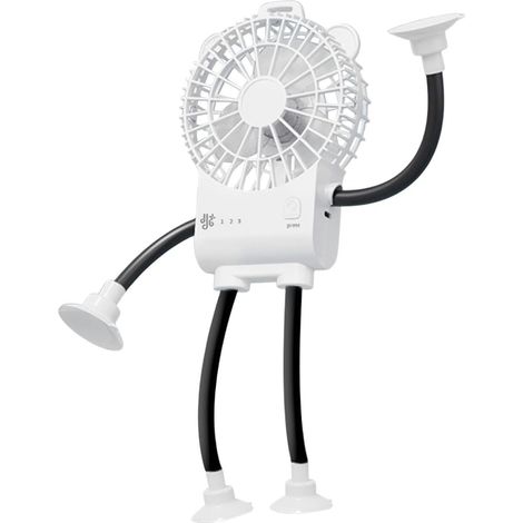 Mini ventilateur portable (modèle universel) avec ventouse en silicone, réglage du vent à 3 vitesses et pieds de trépied flexibles. (1/5)