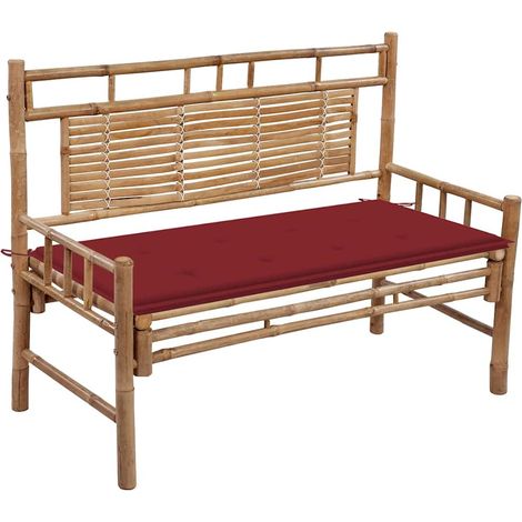 Banc de jardin avec coussin 120 cm Bambou