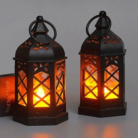 Lanterne LED électronique noire, lanterne à vent, lampe d'ambiance vintage, cadeau de décoration intérieure