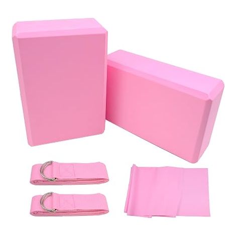 blocs de yoga avec sangle, briques en mousse EVA pour yoga, pilates, brique antidérapante pour étirement, méditation et poses (violet) (1/5)