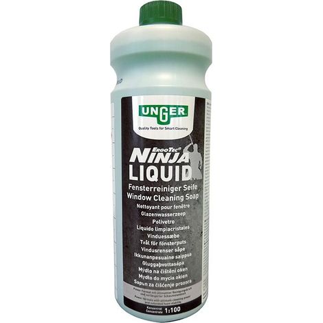 Unger Power Liquid detergente concentrato (detergente per vetri 1 litro, rapporto di miscelazione 1:100, pulizia senza aloni) FR10S