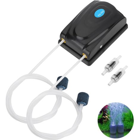 Petite pompe à oxygène pour aquarium avec pompe à oxygène à double orifice (RS-082 + accessoires, conforme à la réglementation européenne), (1/5)