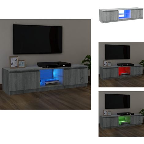 TV-Schrank mit LED-Leuchten Grau Sonoma 120x30x35,5 cm - TV Schrank - Holzwerkstoff Möbel - Grauer Wohntisch - LED Beleuchtung - Regal (1/5)