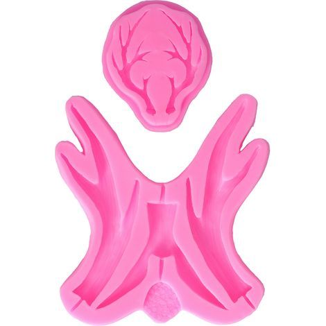 2 Pièces Moules en Silicone Souple avec Forme de Bois de Cerf, Antiadhésif pour Chocolat et Pâtisserie de Noël (1/5)
