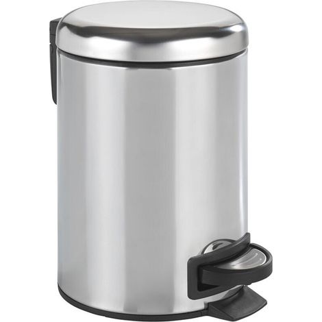 Poubelle de salle de bain 3 L en acier inoxydable brillant – Ouverture par pédale – Insert amovible pour nettoyage facile – Design moderne (1/5)