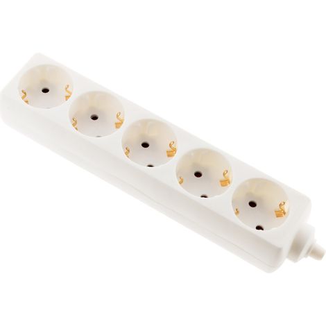 Multiprise 5 prises Schuko 16A sans câble - Blanc - Zenitech (1/4)