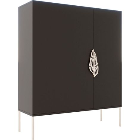 Cabinet Merlin 100 x 35 x 120 cm Bois - Noir et doré (1/5)