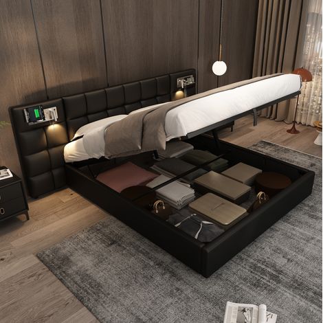 Letto matrimoniale contenitore PU 180x200 cm OKMYHOME (1/5)
