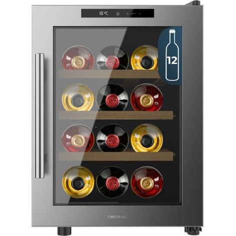 Cecotec Vinoteca Bolero GrandSommelier 1255 CoolWood E, Capacidad 12 Botellas, Estantes de Madera, Control Táctil (1/5)