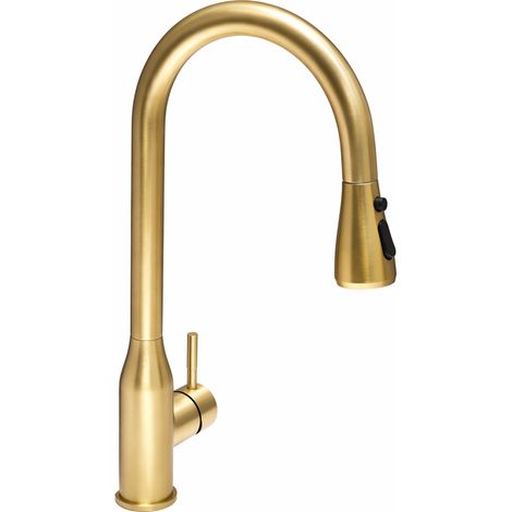 Robinet de Cuisine avec Douchette Extractible, Mitigeur Évier Monocommande en Acier Inoxydable, Bec Haut, Installation 1 ou 3 Trous (1/5)