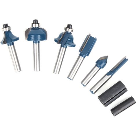 Set mit 8 Hartmetall-Holzfräsern, HSS-Fräswerkzeuge, 6,35 mm Schaft, Präzisionsschnitte für Holzbearbeitung und Heimwerkerprojekte, Klinge aus legiertem Stahl. (1/5)