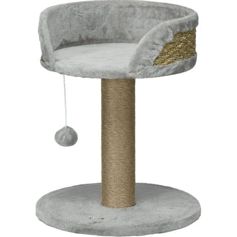 Árbol rascador pequeño para gatos de 49 cm con cama, pelota colgante y poste de yute gris HOMVRA (1/5)