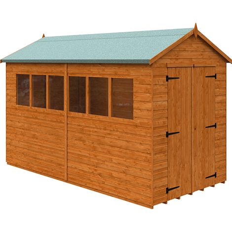 12 x 6 Feet Xl Workshop 12mm Shed - Solid Wood/Softwood/Pine - L355 x W175 x H240.5 cm - Burnt Orange
