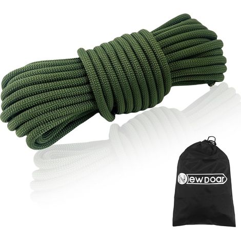 Corde d'escalade Statique 14KN / 18KN 8mm(5/16in)-10mm (3/8in) Corde d'escalade Haute Résistance Corde de Cordon Accessoire à Double Tresse pour Prusik Hauling Dragginge (1/5)
