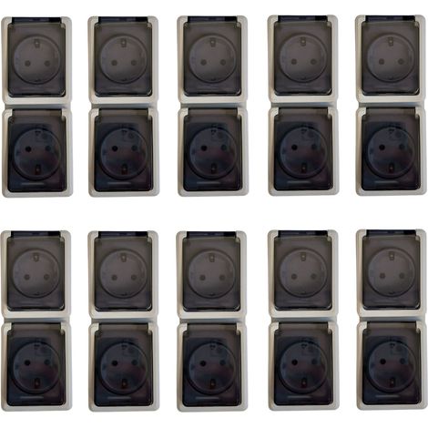 10x Doppelsteckdose 2 Fach Steckdosen Set Feuchtraum Aufputz 16 A / 250 V / IP44 (1/5)