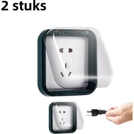 Boîtier de prise étanche en 2 parties - autocollant - fixation murale - cache-interrupteur - boîtier de protection pour prises de salle de bain/toilettes - vert foncé (1/5)
