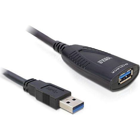 Delock USB-Kabel USB 3.0 USB-A Stecker, USB-A Buchse, DC Buchse 3,5 mm 5.00 m 83089