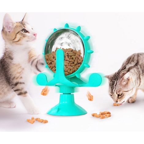 Distributeur de nourriture pour chat en forme de plateau tournant — Gamelle ludique à alimentation lente — Jouet interactif avec friandises pour lutter contre l'ennui (1/5)