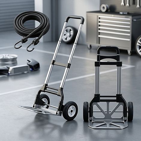 Folding Aluminum Hand Truck Trolley Sack Barrow 100 kg 220 lb Heavy Duty (1/5)