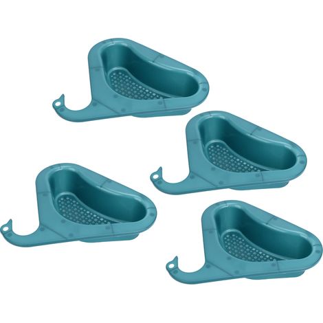 Lot de 4 paniers égouttoirs triangulaires multifonctionnels pour évier, pour savon, brosse à dents, éponge et fruits (bleu clair). (1/5)