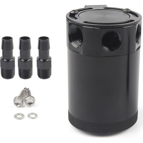 Récupérateur d'huile Universal Racing à 3 ports avec séparateur air/huile et valve amovible, carter d'huile à 3 trous