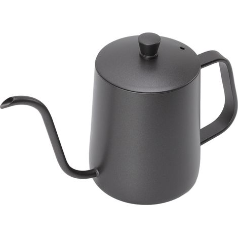 Bouilloire à café longue et étroite en acier inoxydable noir antirouille, petite bouilloire à filtre avec couvercle, 600 ml, pour la maison (1/5)