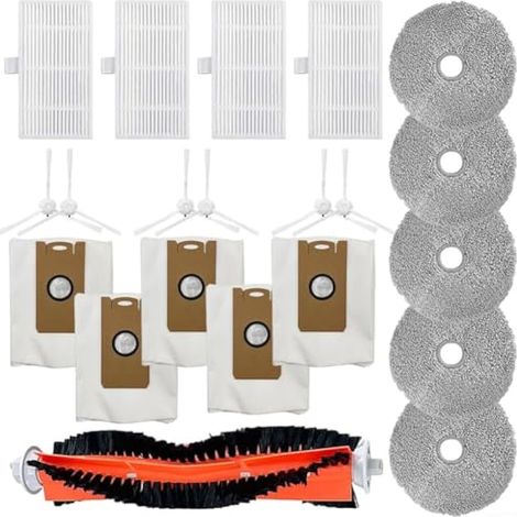 Lot de 21 sacs à poussière pour aspirateur robot Ultenic MC1, 1 brosse principale, 5 serpillères, 6 brosses latérales, 4 filtres, 5 sacs à poussière (1/5)