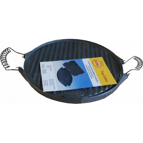 FPLUS plancha hº fundido esmaltado 32cm.redondo , Plancha de asar redonda de hierro fundido.Apta para gas y leña, asas de tacto frio.Dos caras lisa y ondulada.
Facil limpieza.